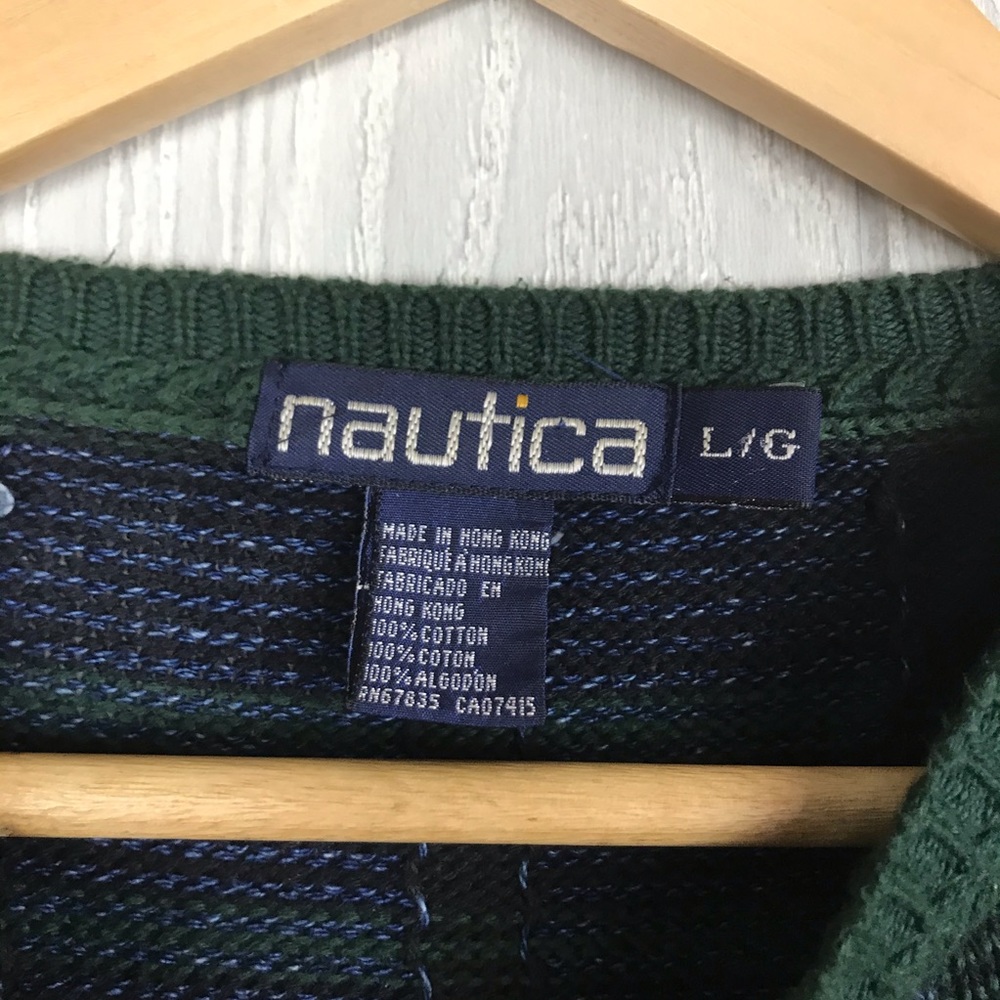 Vintage Nautica classic green and blue plaid sweater 90’s - Picture 5 of 5